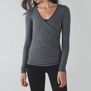 Lululemon Sunset Salutation Long Sleeve - Mini Pop Stripe Heathered Slate Black